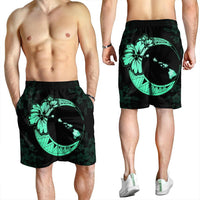 Hawaiian Map Hibiscus Turtle Polynesian Moon Men's Shorts Turquoise - AH - Polynesian Pride