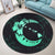 Hawaiian Map Hibiscus Turtle Polynesian Moon Round Carpet Turquoise - AH - Polynesian Pride