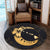 Hawaiian Map Hibiscus Turtle Polynesian Moon Round Carpet Yellow - AH - Polynesian Pride