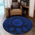 Hawaiian Map Honu Hibiscus Tropic Blue Polynesian Round Carpet - AH - Polynesian Pride