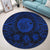 Hawaiian Map Honu Hibiscus Tropic Blue Polynesian Round Carpet - AH - Polynesian Pride