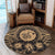 Hawaiian Map Honu Hibiscus Tropic Gold Polynesian Round Carpet - AH - Polynesian Pride