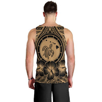 Hawaiian Map Honu Hibiscus Tropic Gold Polynesian Tank Top - AH - Polynesian Pride