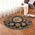 Hawaiian Map Honu Hibiscus Tropic Gold Polynesian Round Carpet - AH - Polynesian Pride