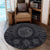 Hawaiian Map Honu Hibiscus Tropic Gray Polynesian Round Carpet - AH - Polynesian Pride