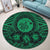 Hawaiian Map Honu Hibiscus Tropic Green Polynesian Round Carpet - AH - Polynesian Pride