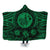 Hawaiian Map Honu Hibiscus Tropic Green Polynesian Hooded Blanket - AH Hooded Blanket White - Polynesian Pride