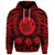 Custom Hawaiian Map Honu Hibiscus Tropic Red Polynesian Hoodie - Polynesian Pride