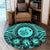 Hawaiian Map Honu Hibiscus Tropic Turquoise Polynesian Round Carpet - AH - Polynesian Pride