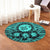 Hawaiian Map Honu Hibiscus Tropic Turquoise Polynesian Round Carpet - AH - Polynesian Pride