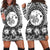 Hawaiian Map Honu Hibiscus Tropic White Polynesian Hoodie Dress - AH Black - Polynesian Pride