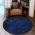 Hawaiian Map Hula Girl Hibiscus Kanaka Polynesian Round Carpet - Blue - AH - Polynesian Pride