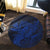 Hawaiian Map Hula Girl Hibiscus Kanaka Polynesian Round Carpet - Blue - AH - Polynesian Pride