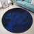 Hawaiian Map Hula Girl Hibiscus Kanaka Polynesian Round Carpet - Blue - AH - Polynesian Pride