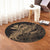 Hawaiian Map Hula Girl Hibiscus Kanaka Polynesian Round Carpet - Gold - AH - Polynesian Pride