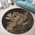 Hawaiian Map Hula Girl Hibiscus Kanaka Polynesian Round Carpet - Gold - AH - Polynesian Pride