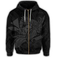 Hawaiian Map Hula Girl Hibiscus Kanaka Polynesian Zip Hoodie Gray - Polynesian Pride