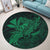 Hawaiian Map Hula Girl Hibiscus Kanaka Polynesian Round Carpet - Green - AH - Polynesian Pride