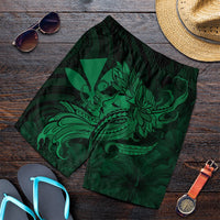 Hawaiian Map Hula Girl Hibiscus Kanaka Polynesian Men's Shorts - Green - AH Art - Polynesian Pride