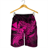 Hawaiian Map Hula Girl Hibiscus Kanaka Polynesian Men's Shorts - Pink - AH - Polynesian Pride