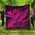 Hawaiian Map Hula Girl Hibiscus Kanaka Polynesian Premium Quilts - Pink - AH Black - Polynesian Pride