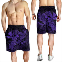 Hawaiian Map Hula Girl Hibiscus Kanaka Polynesian Men's Shorts - Purple - AH - Polynesian Pride