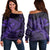 Hawaiian Map Hula Girl Hibiscus Kanaka Polynesian Women's Off Shoulder Sweater - Purple - AH Black - Polynesian Pride