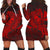 Hawaiian Map Hula Girl Hibiscus Kanaka Polynesian Hoodie Dress - Red - AH Black - Polynesian Pride