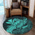 Hawaiian Map Hula Girl Hibiscus Kanaka Polynesian Round Carpet - Turquoise - AH - Polynesian Pride