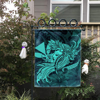 Hawaiian Map Hula Girl Hibiscus Kanaka Polynesian Flag - Turquoise - AH - Polynesian Pride