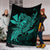 Hawaiian Map Hula Girl Hibiscus Kanaka Polynesian Premium Blankets - Turquoise - AH - Polynesian Pride