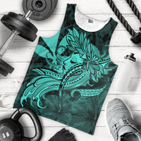 Hawaiian Map Hula Girl Hibiscus Kanaka Polynesian Tank Top - Turquoise - AH - Polynesian Pride