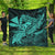 Hawaiian Map Hula Girl Hibiscus Kanaka Polynesian Premium Quilts - Turquoise - AH Black - Polynesian Pride