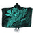 Hawaiian Map Hula Girl Hibiscus Kanaka Polynesian Hooded Blanket - Turquoise - AH Hooded Blanket White - Polynesian Pride