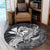 Hawaiian Map Hula Girl Hibiscus Kanaka Polynesian Round Carpet - White - AH - Polynesian Pride