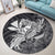 Hawaiian Map Hula Girl Hibiscus Kanaka Polynesian Round Carpet - White - AH - Polynesian Pride