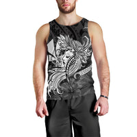 Hawaiian Map Hula Girl Hibiscus Kanaka Polynesian Tank Top - White - AH Black - Polynesian Pride