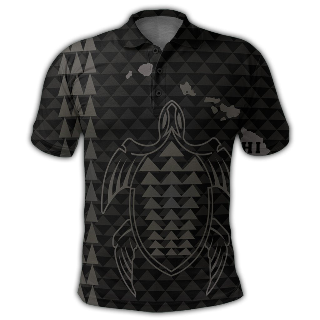 Hawaiian Map Kakau Turtle Polynesian Polo Shirt Gray - Polynesian Pride