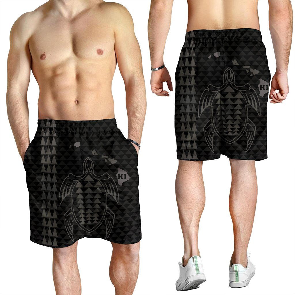 Hawaiian Map Kakau Turtle Polynesian Men's Shorts - Gray - AH - Polynesian Pride