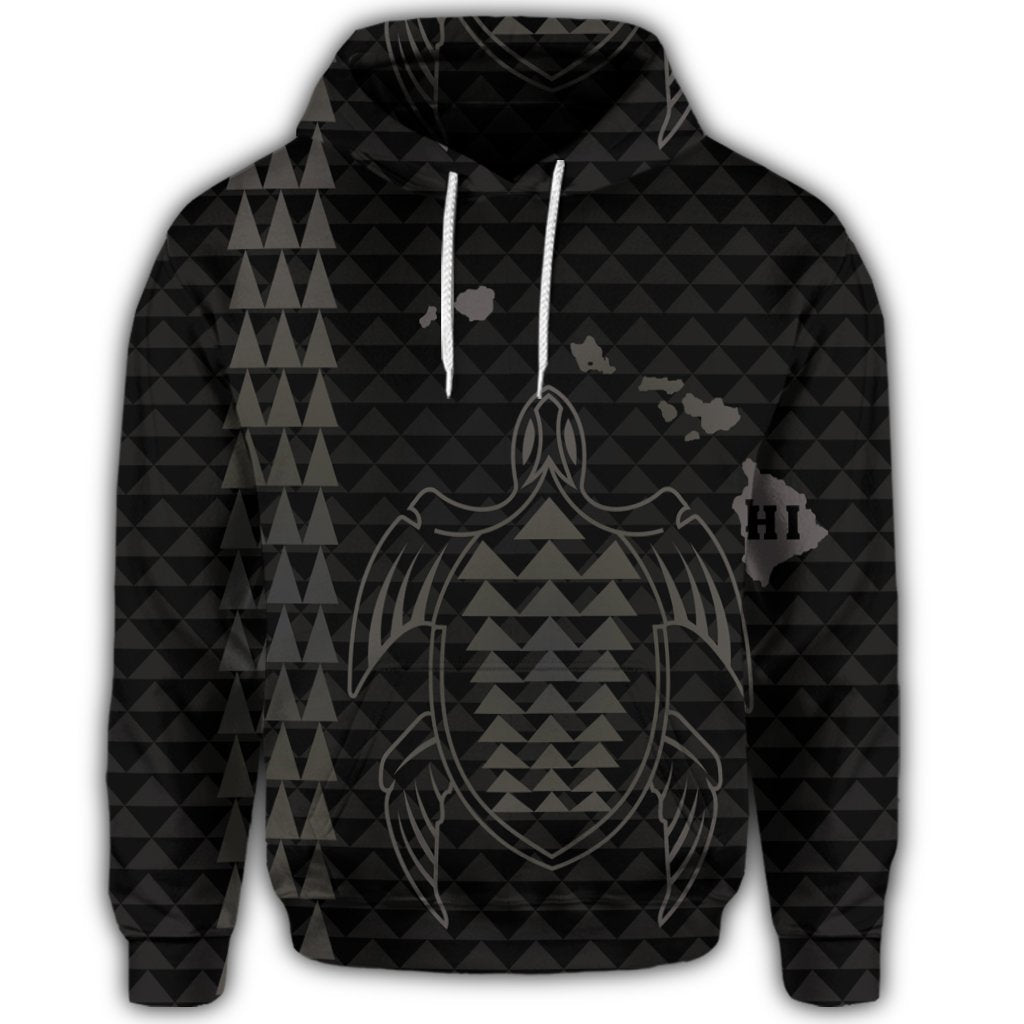 Hawaiian Map Kakau Turtle Polynesian Hoodie Gray - Polynesian Pride