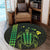 Hawaiian Map Kakau Turtle Polynesian Round Carpet - Green - AH - Polynesian Pride