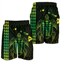 Hawaiian Map Kakau Turtle Polynesian Men's Shorts - Green - AH - Polynesian Pride
