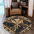 Hawaiian Map Kanaka Hibiscus Gold Polynesian Round Carpet - AH - Polynesian Pride