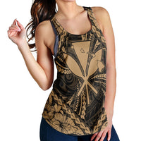Hawaiian Map Kanaka Hibiscus Gold Polynesian Racerback Tank - AH - Polynesian Pride