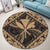 Hawaiian Map Kanaka Hibiscus Gold Polynesian Round Carpet - AH - Polynesian Pride