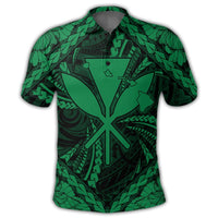 Hawaiian Map Kanaka Hibiscus Green Polynesian Polo Shirt - Polynesian Pride