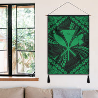 Hawaiian Map Kanaka Hibiscus Green Polynesian Hanging Poster - AH - Polynesian Pride
