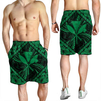 Hawaiian Map Kanaka Hibiscus Green Polynesian Men's Shorts - AH - Polynesian Pride