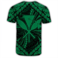 Hawaiian Map Kanaka Hibiscus Green Polynesian T Shirt - Polynesian Pride