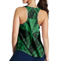 Hawaiian Map Kanaka Hibiscus Green Polynesian Racerback Tank - AH - Polynesian Pride